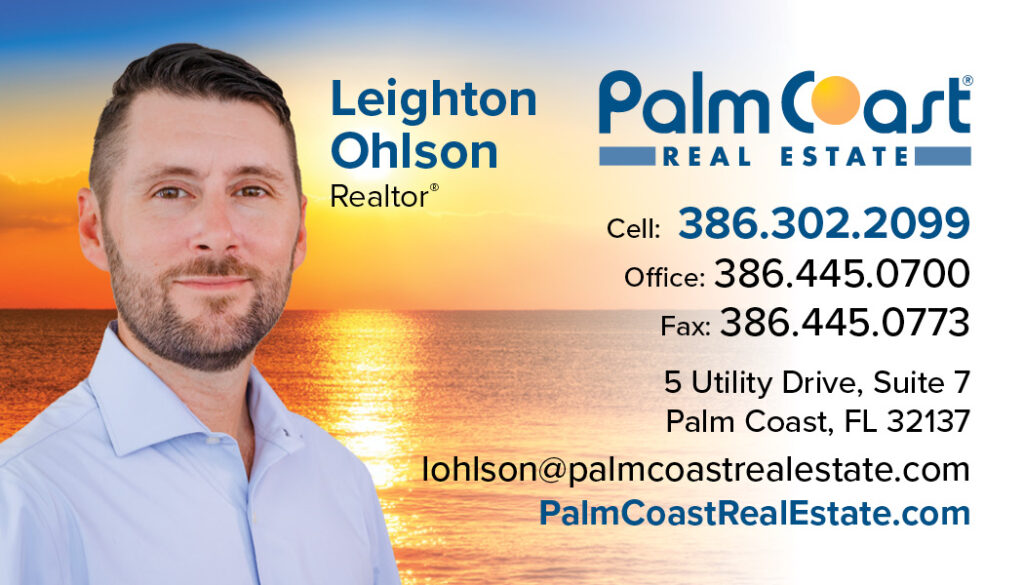 Leighton Ohlson Palm Coast Realtor Contact Information Business Card